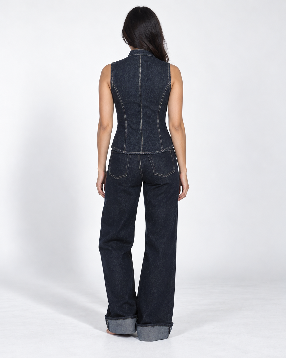 The Tailored Navy Blue Denim Set
