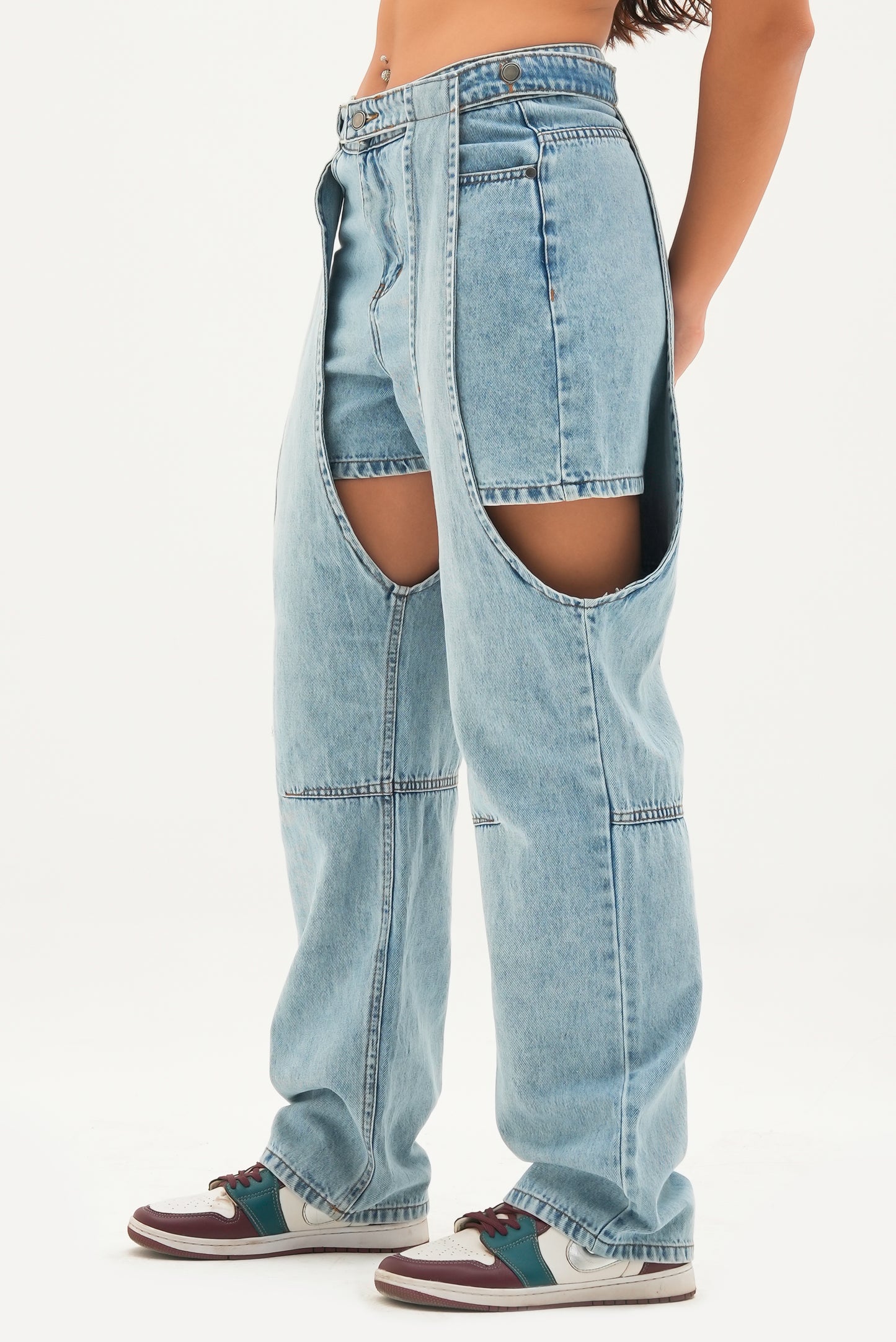 2in1 Detachable Straight Denim