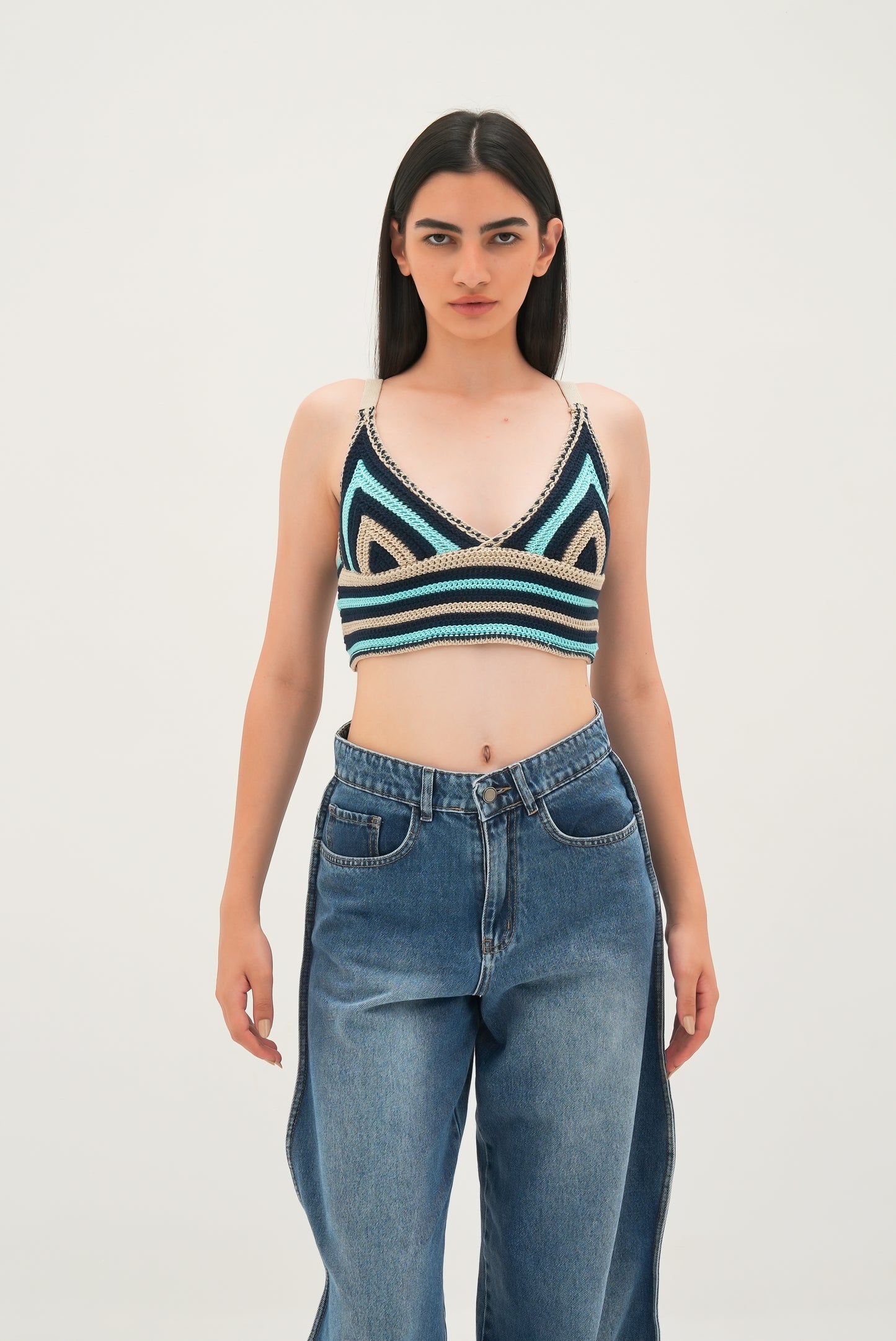 Colorful Blue Knitted Top