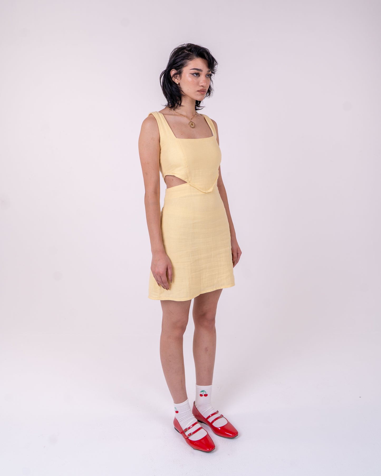Butter-Yellow Linen Dress