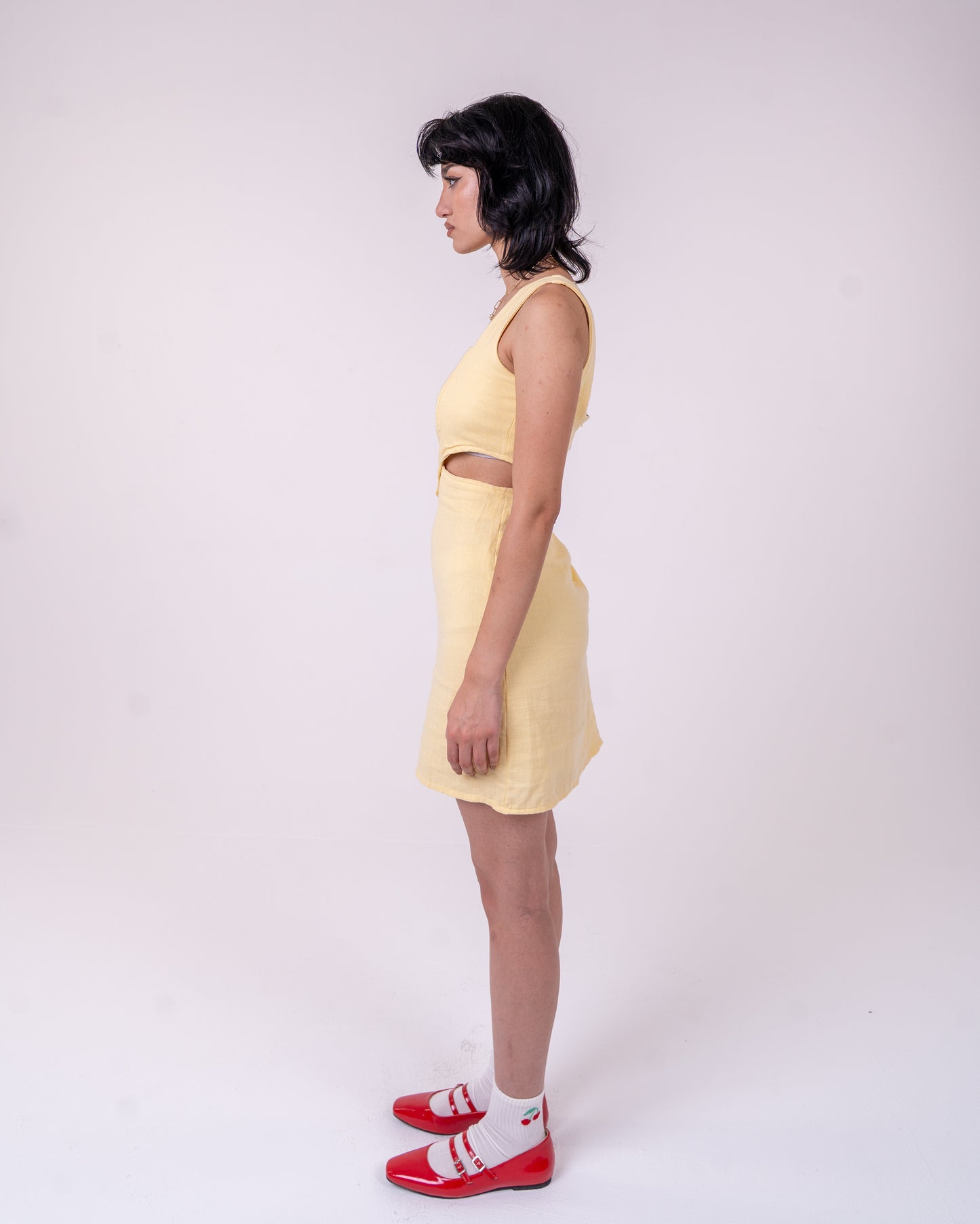 Butter-Yellow Linen Dress