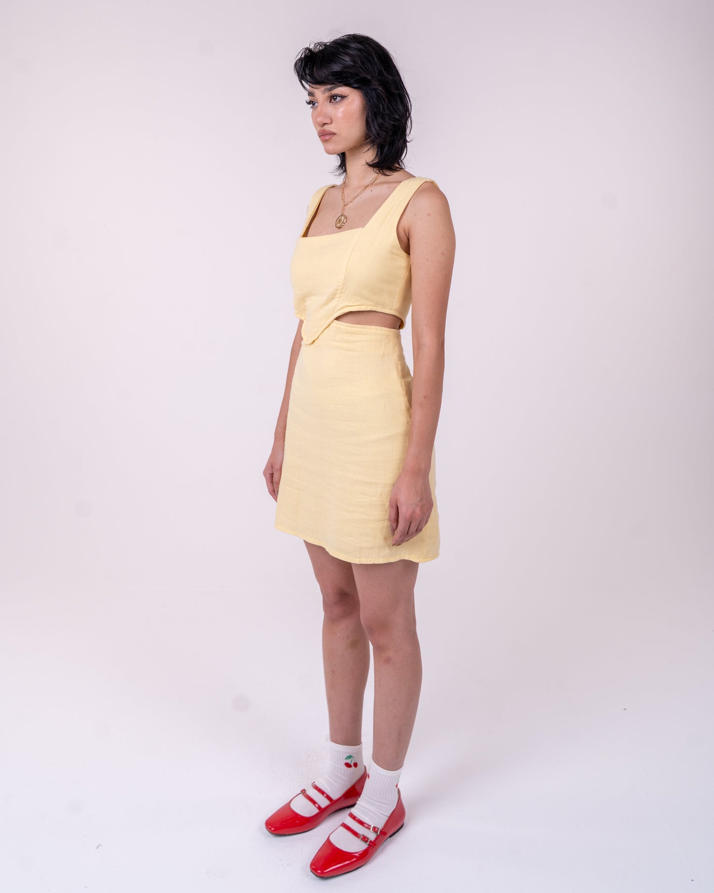 Butter-Yellow Linen Dress