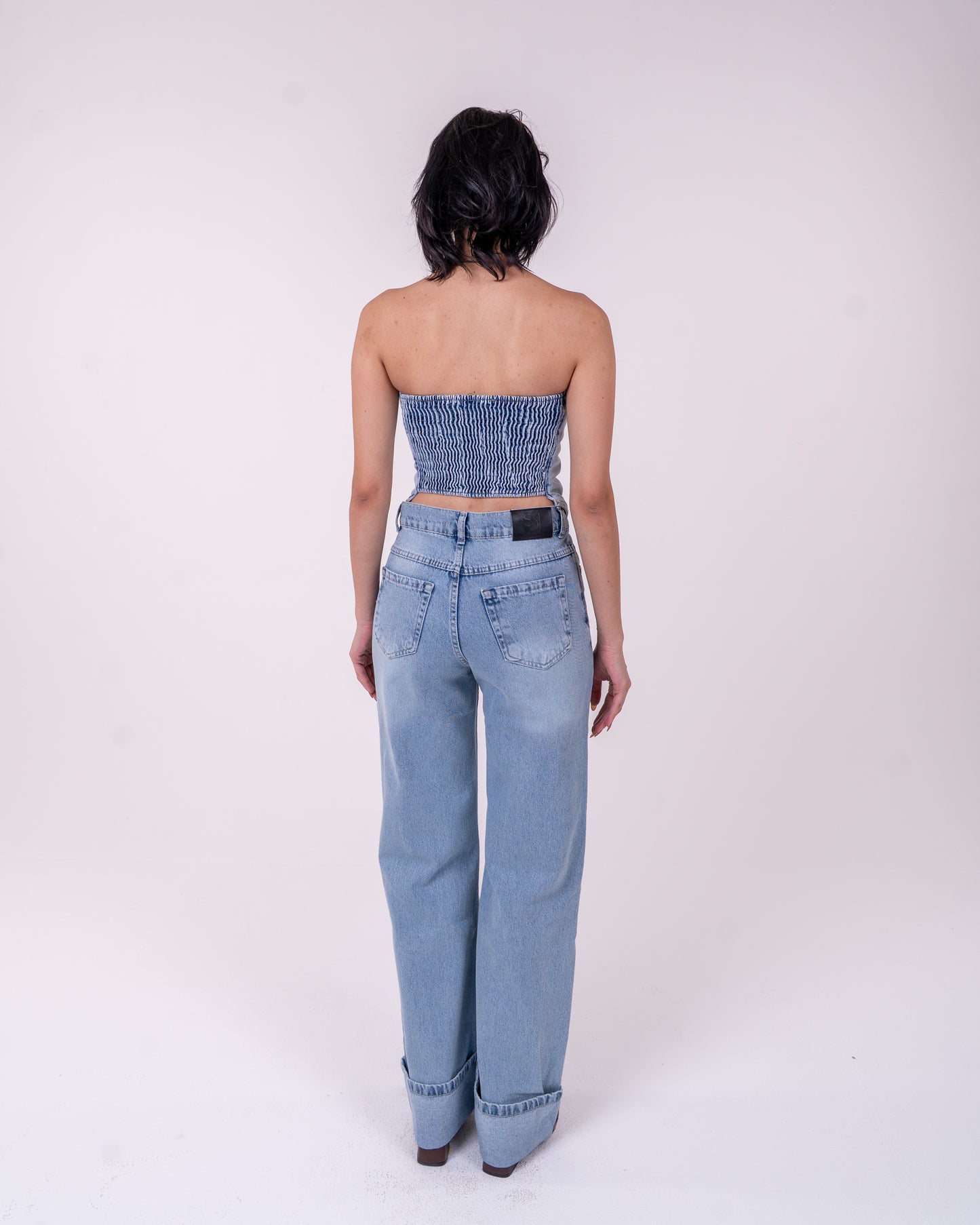 Light Blue Denim Corset Set