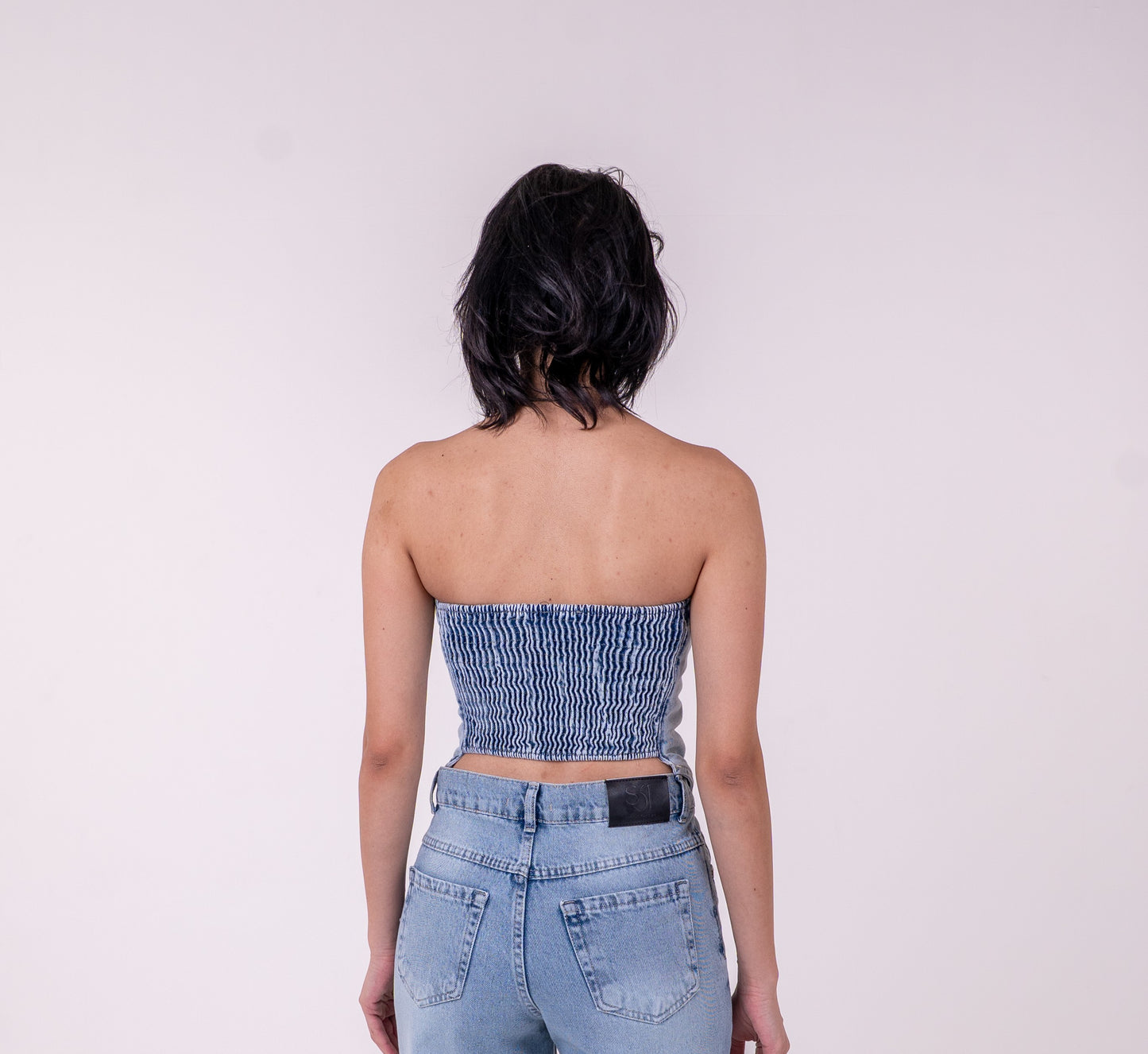Light Blue Denim Corset Set