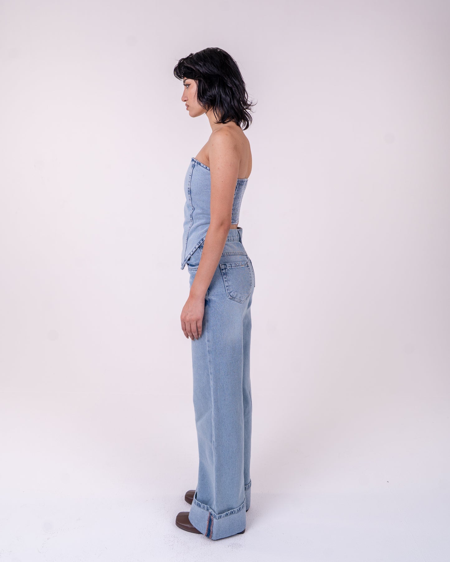Light Blue Denim Corset Set