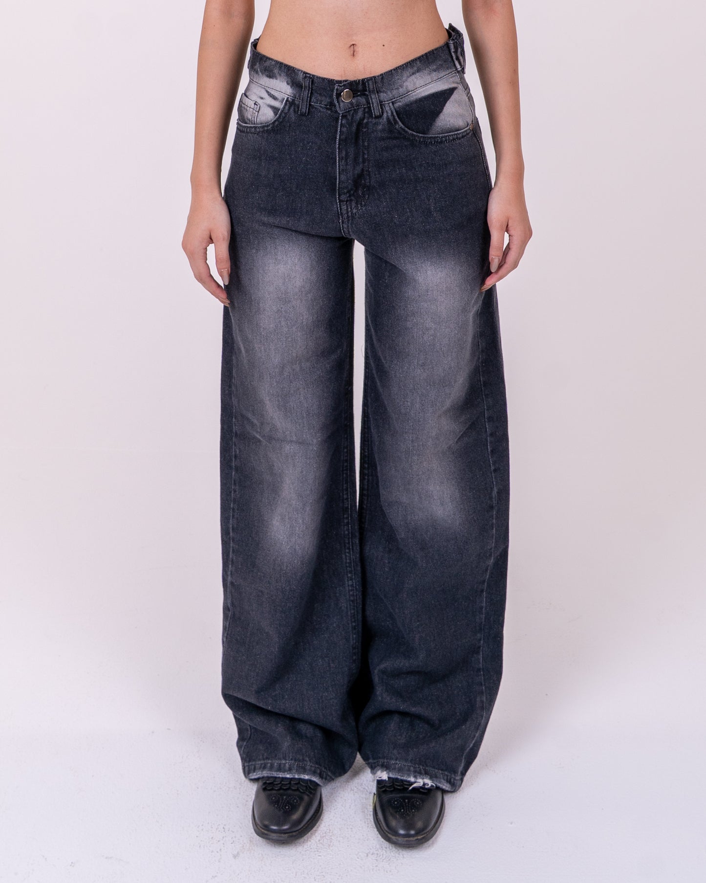 Faded Black Oversized Denim pants