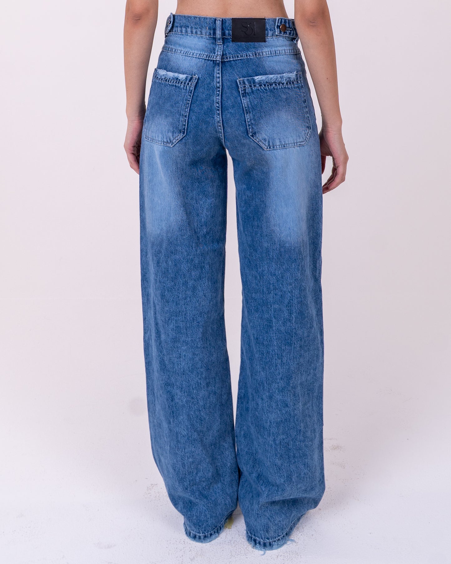 Mid-Wash Blue Oversized Denim pants