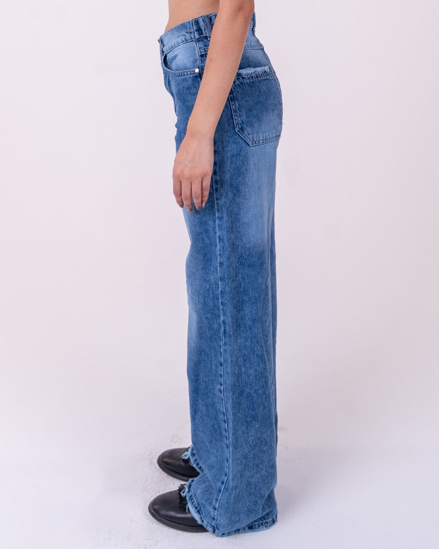 Mid-Wash Blue Oversized Denim pants