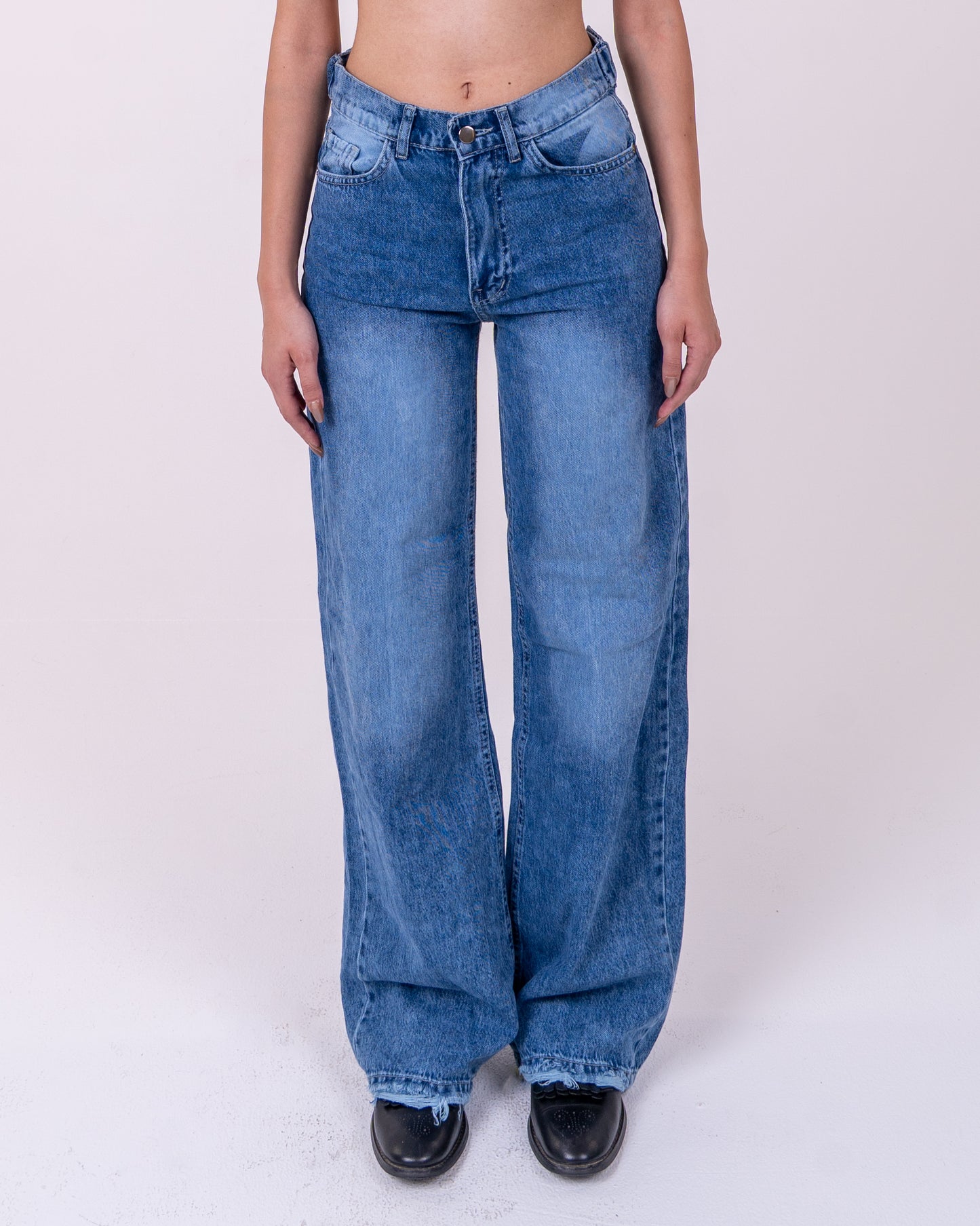 Mid-Wash Blue Oversized Denim pants