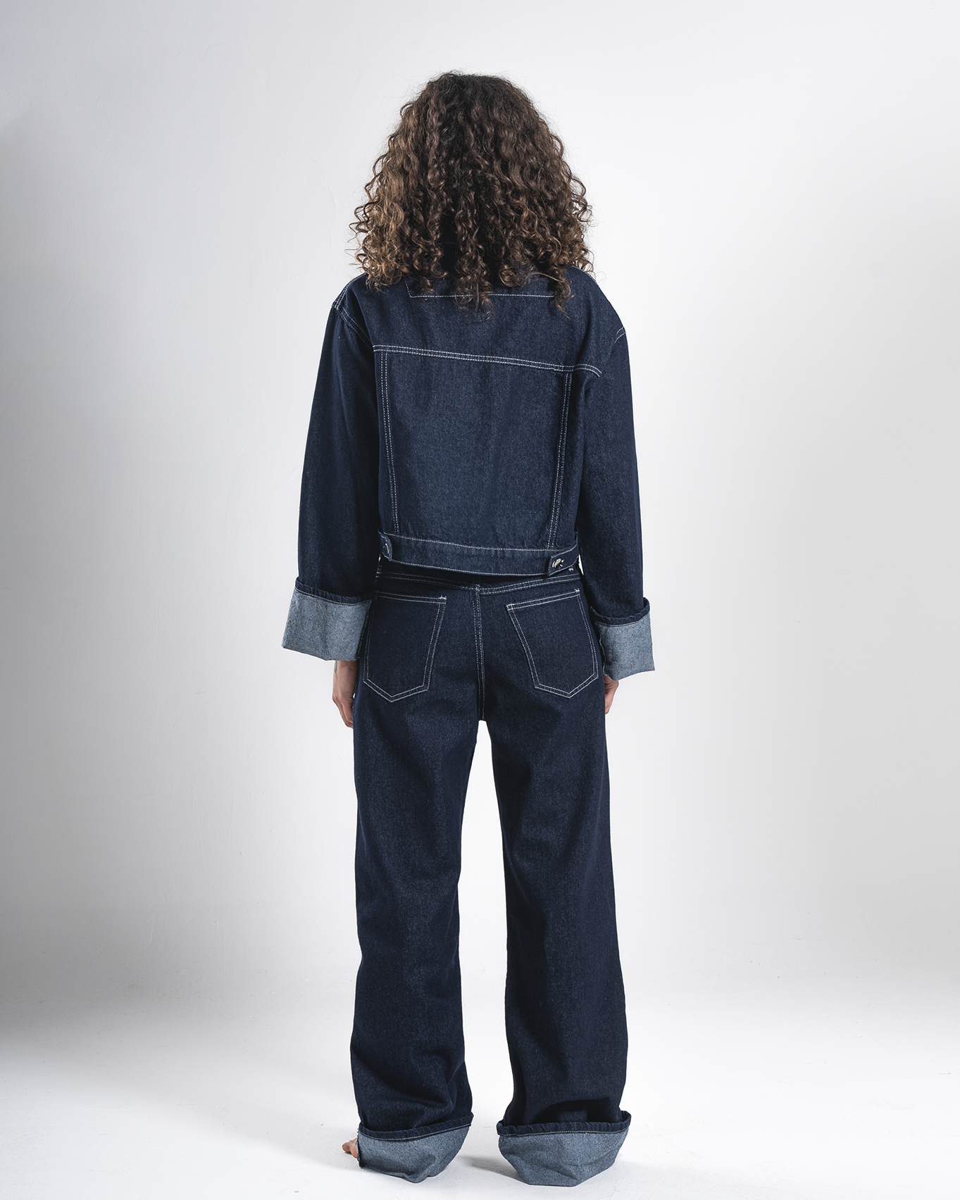 Folded Navy Blue Denim Set