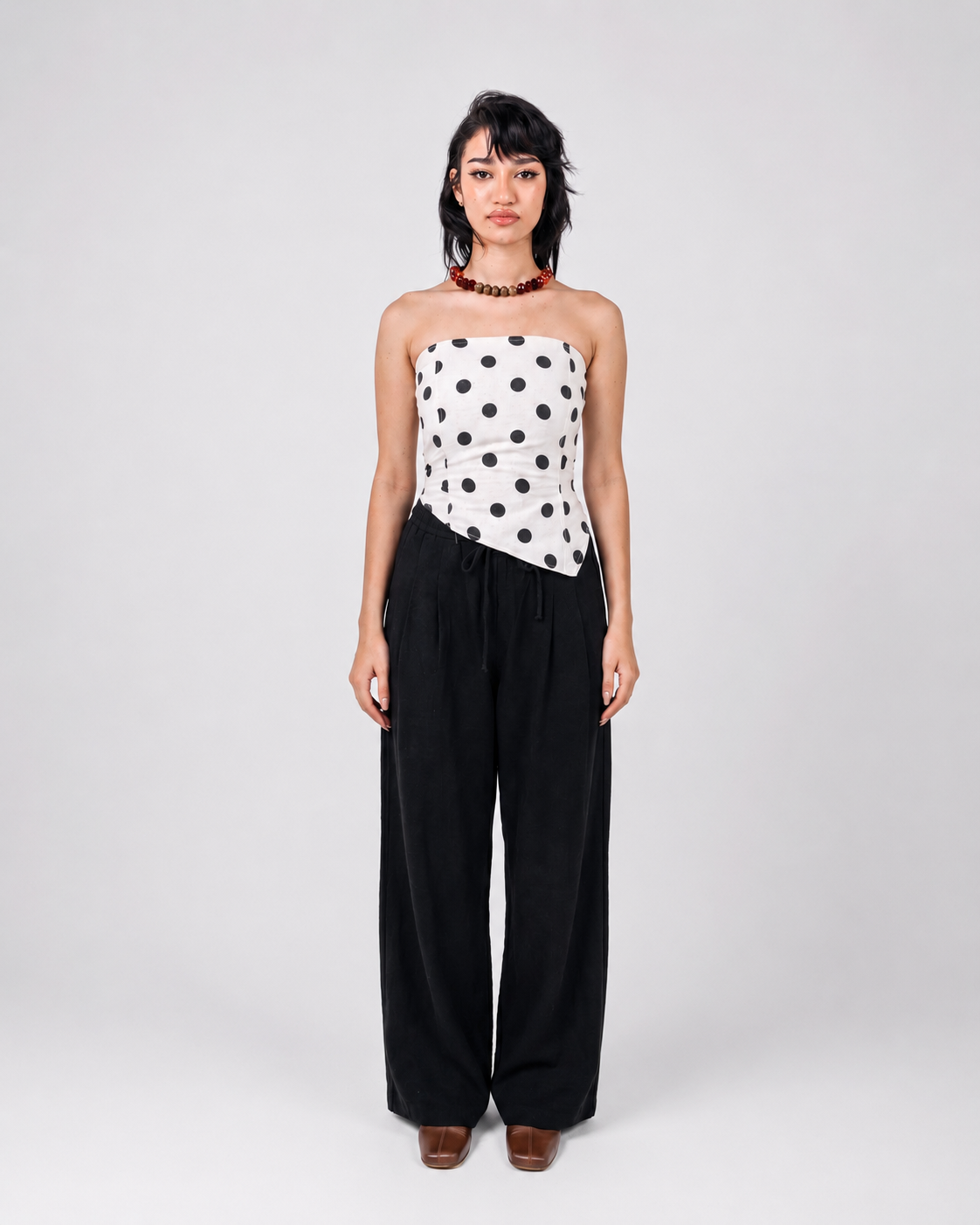 Polka Dots Corset Linen Top