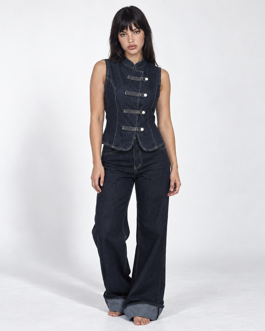The Tailored Navy Blue Denim Set