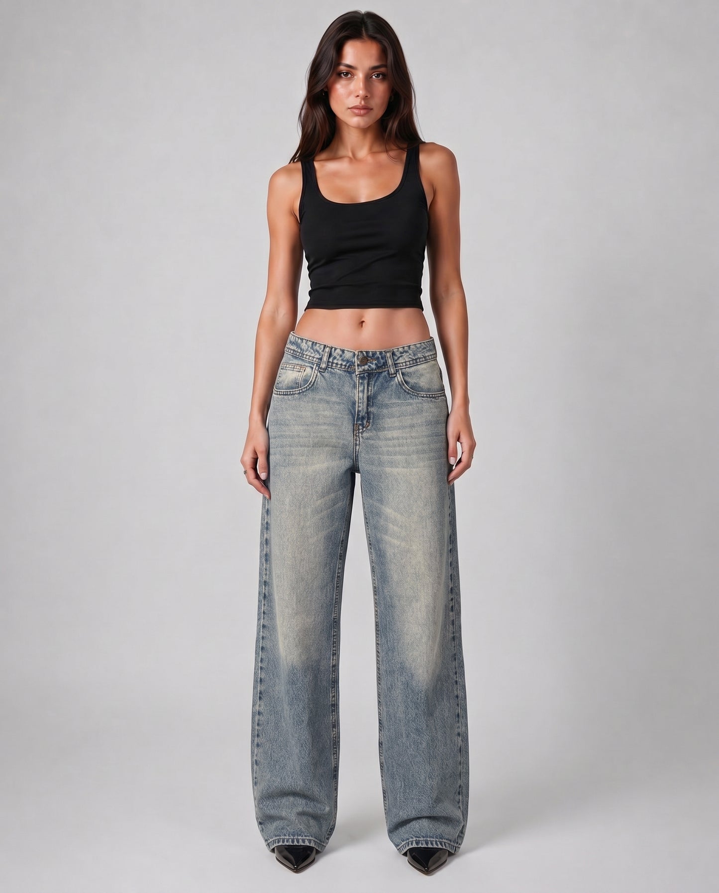 Low-Rise Denim Pants - Light Vintage
