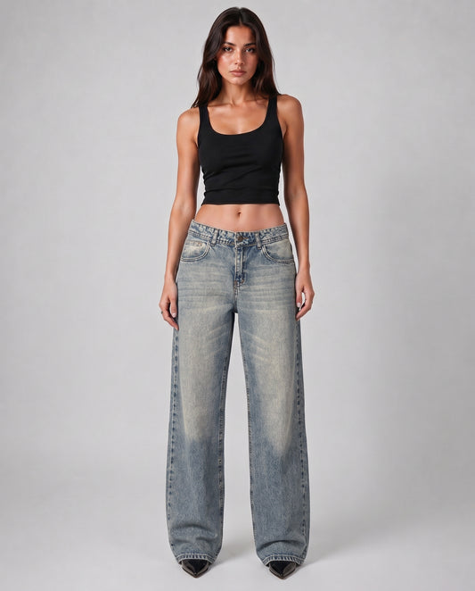 Low-Rise Denim Pants - Light Vintage