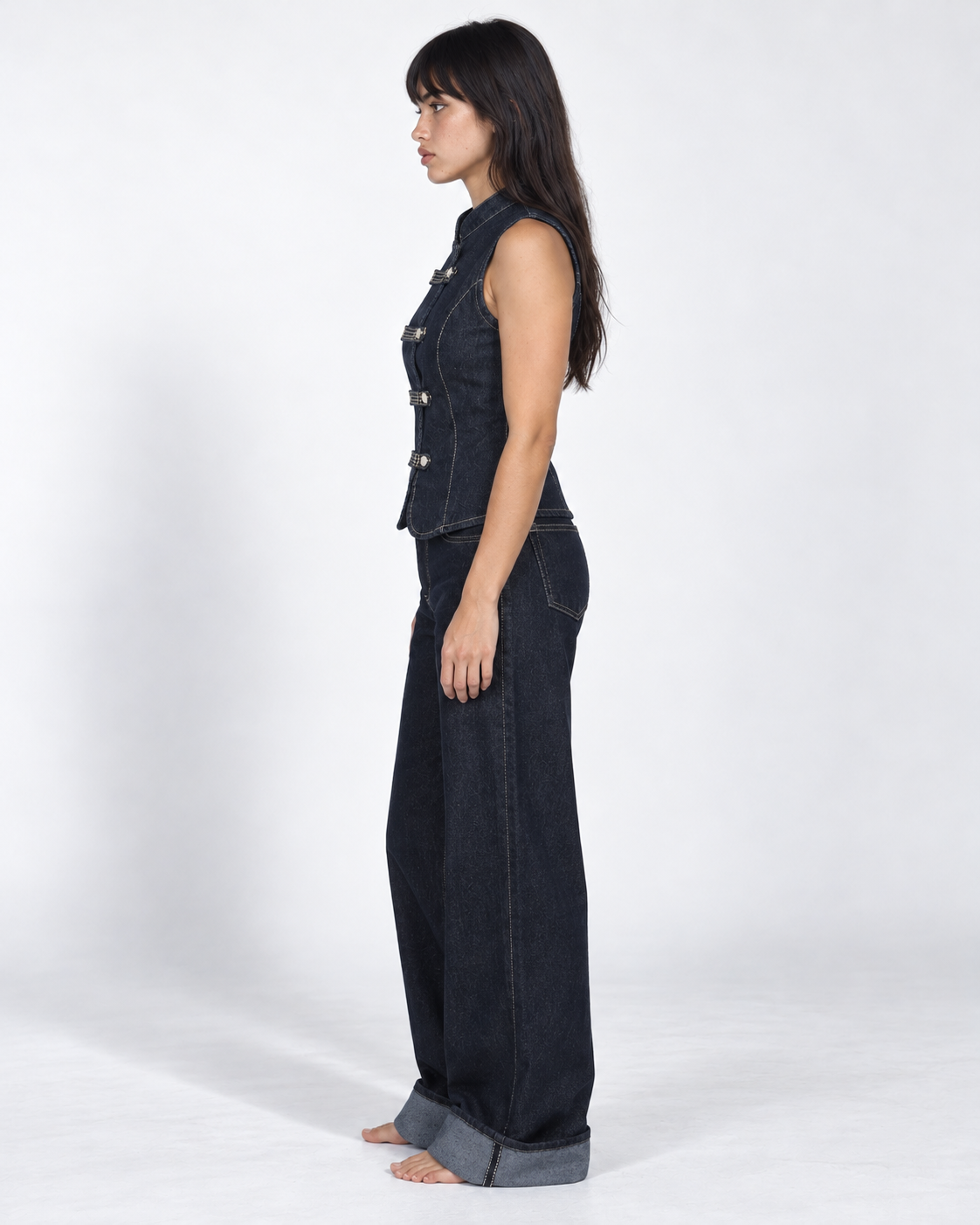 The Tailored Navy Blue Denim Set