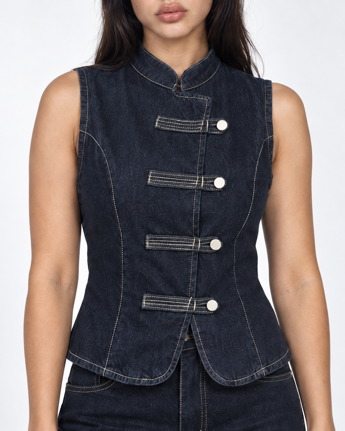 The Tailored Navy Blue Denim Vest