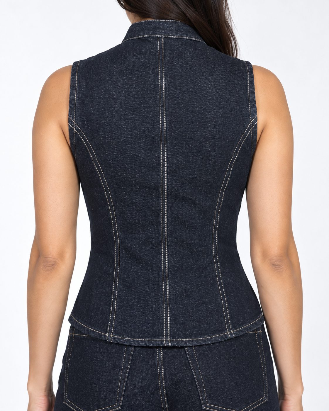 The Tailored Navy Blue Denim Vest