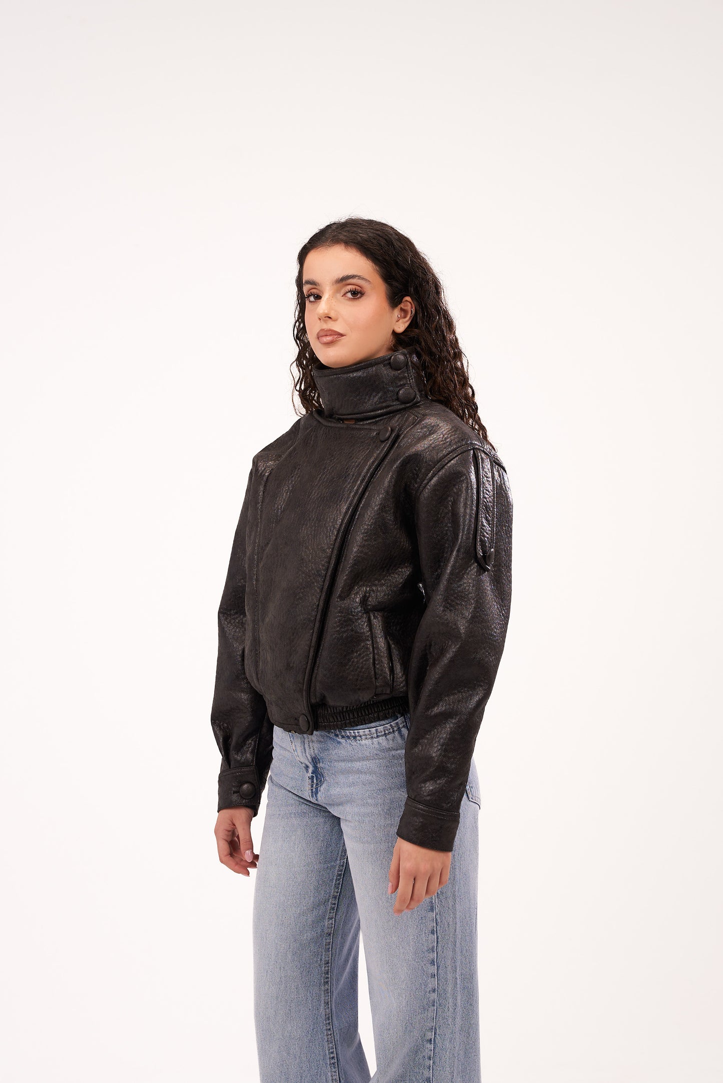 Faded-Black Biker Leather Jacket