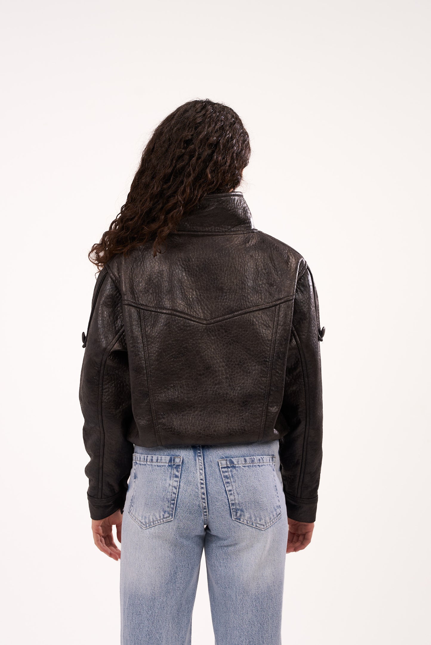 Faded-Black Biker Leather Jacket
