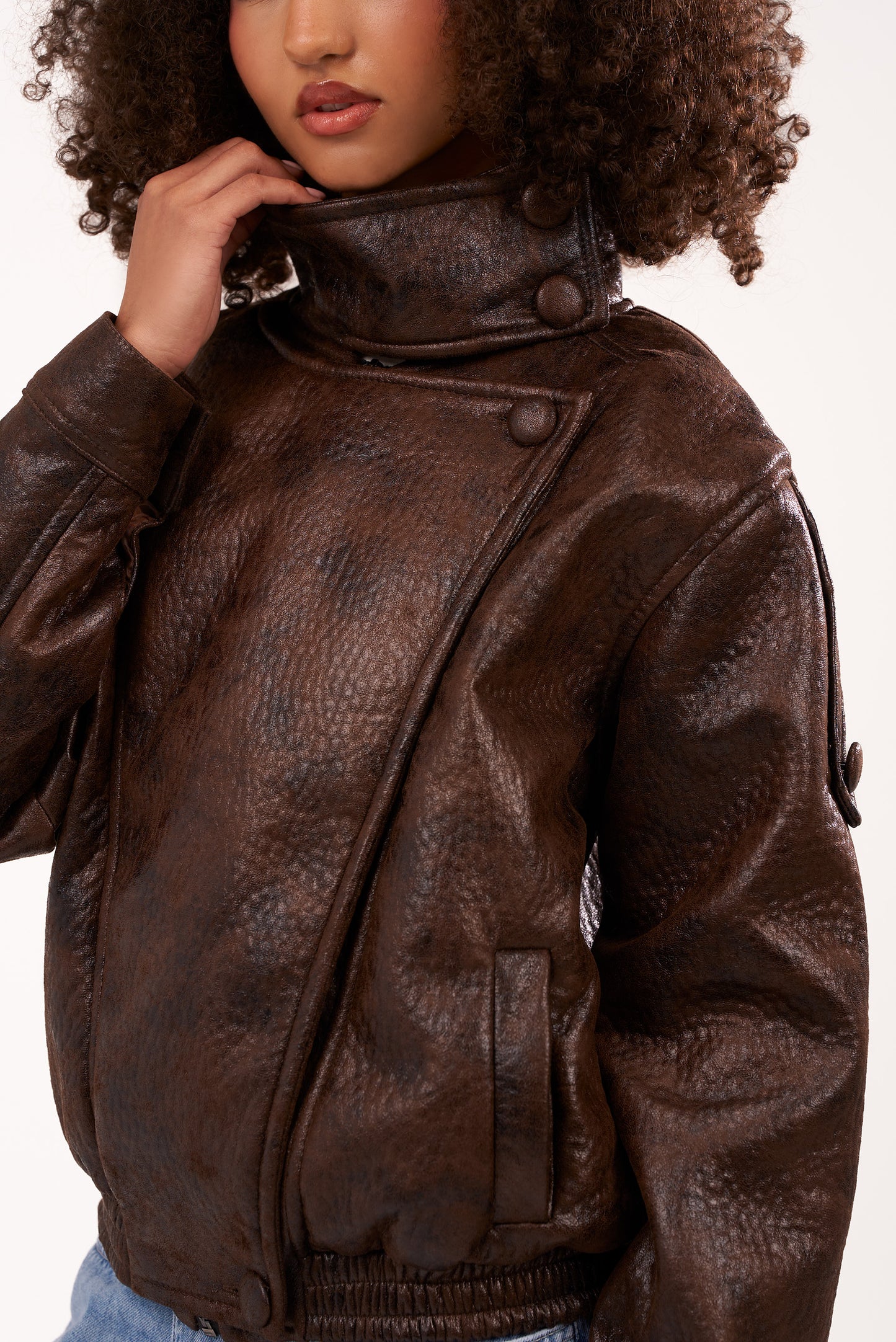 Faded-Brown Biker Leather Jacket