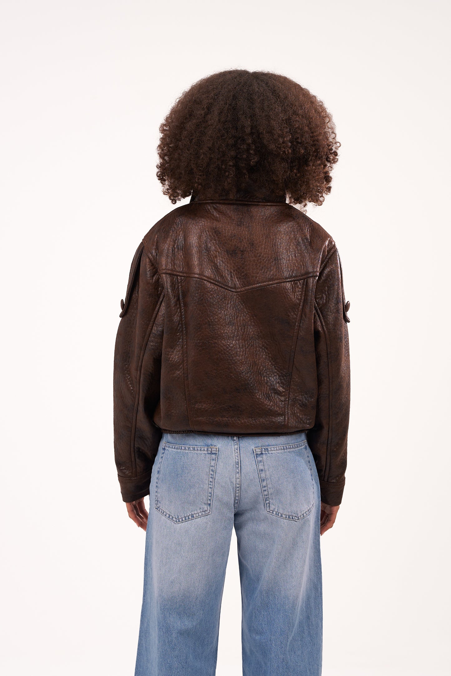 Faded-Brown Biker Leather Jacket