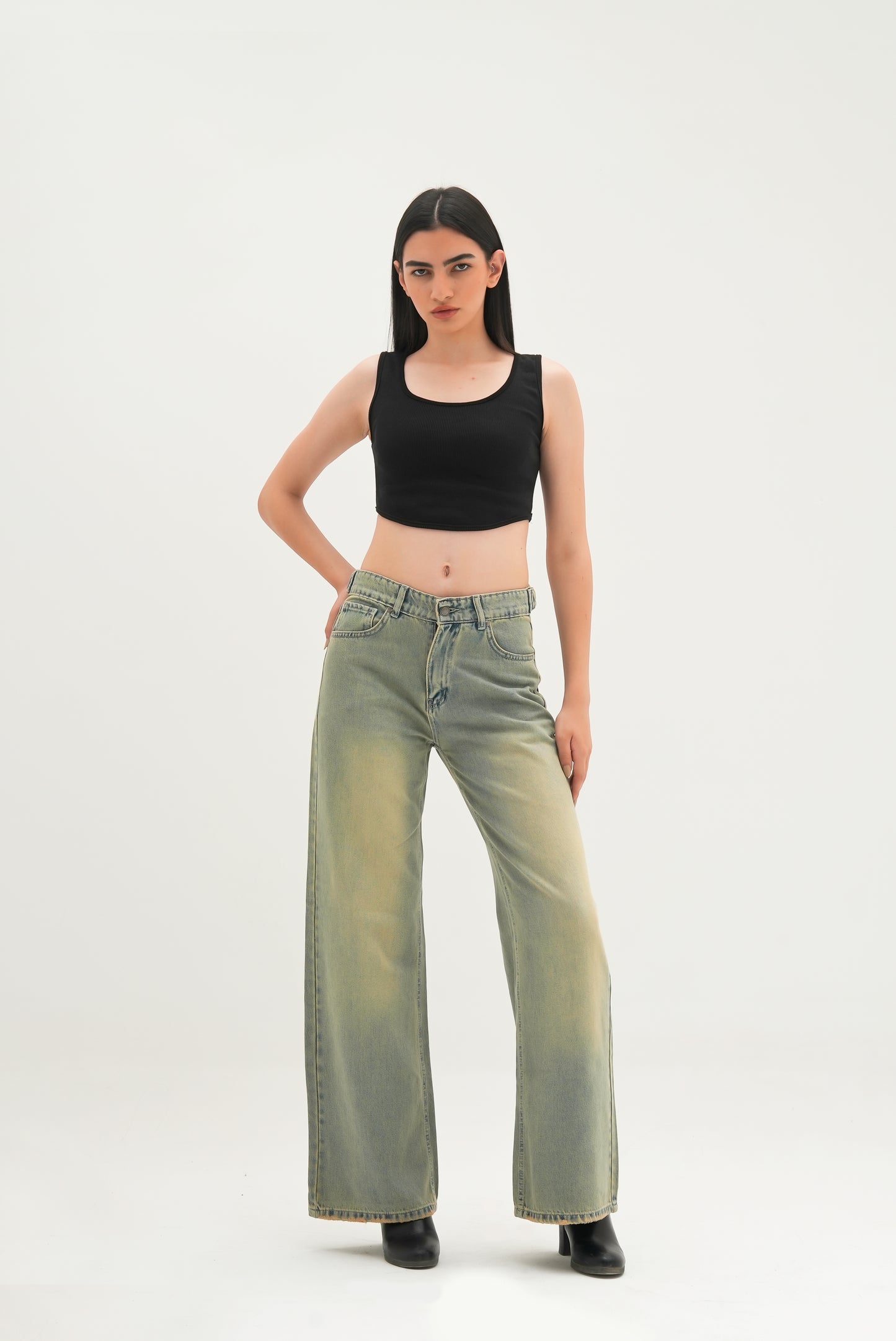 Green Washed oversized Denim