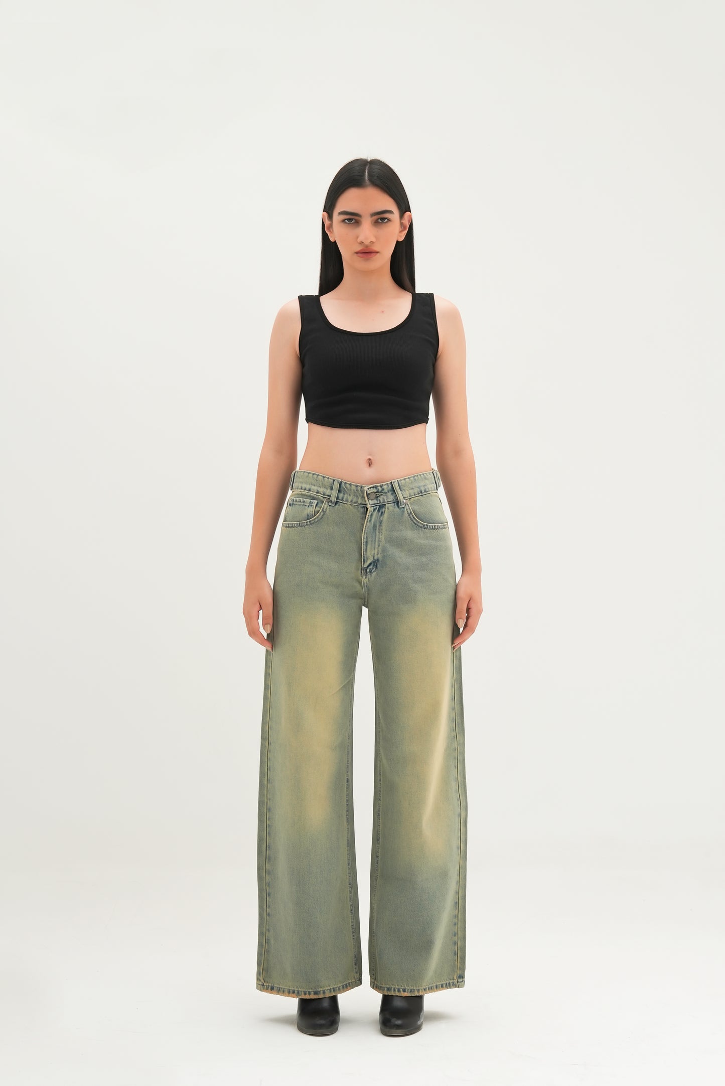 Green Washed oversized Denim