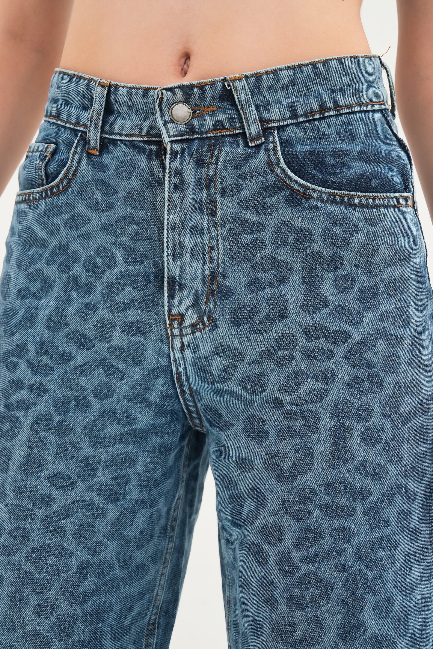 Blue Leopard Denim Jorts