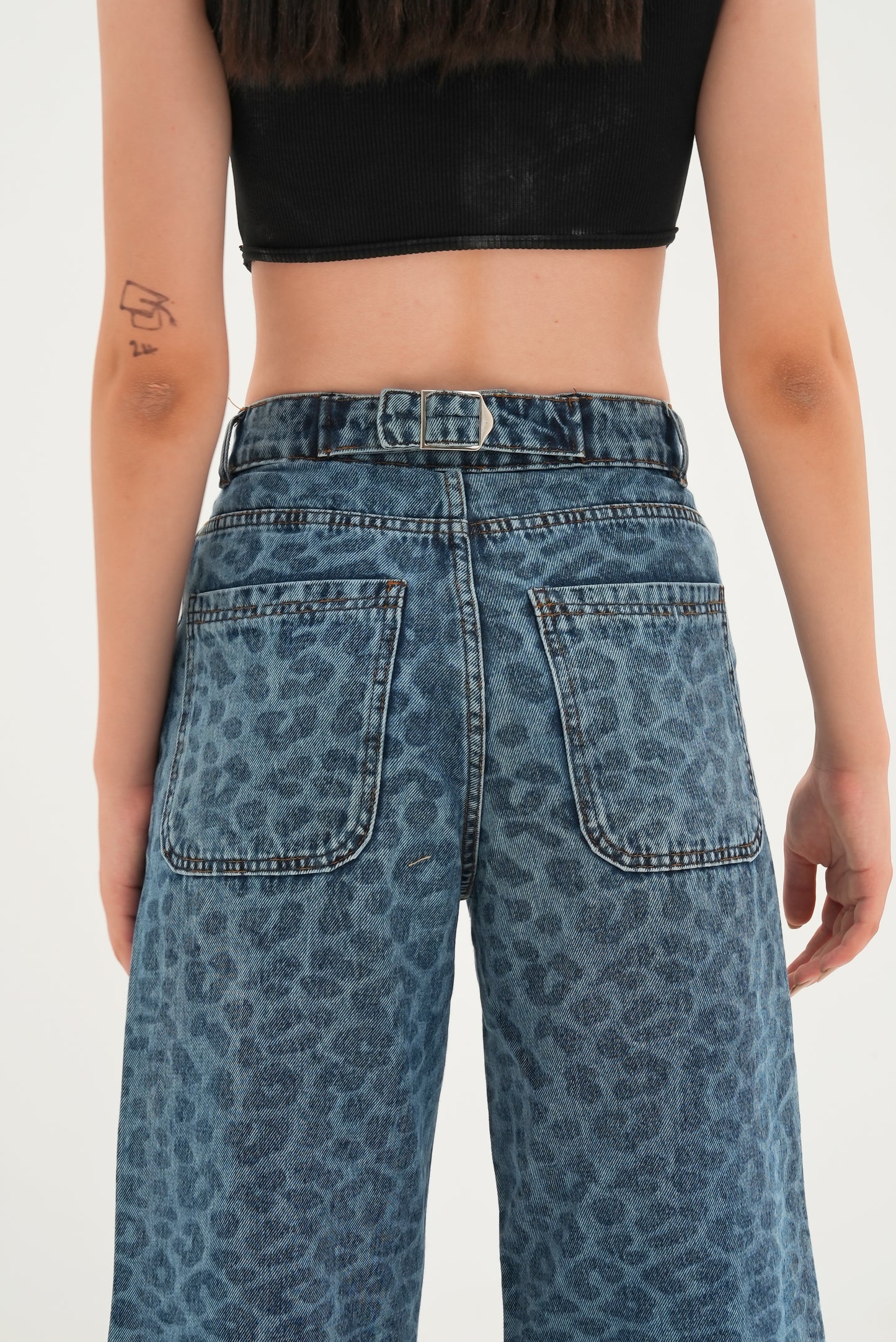 Blue Leopard Denim Jorts