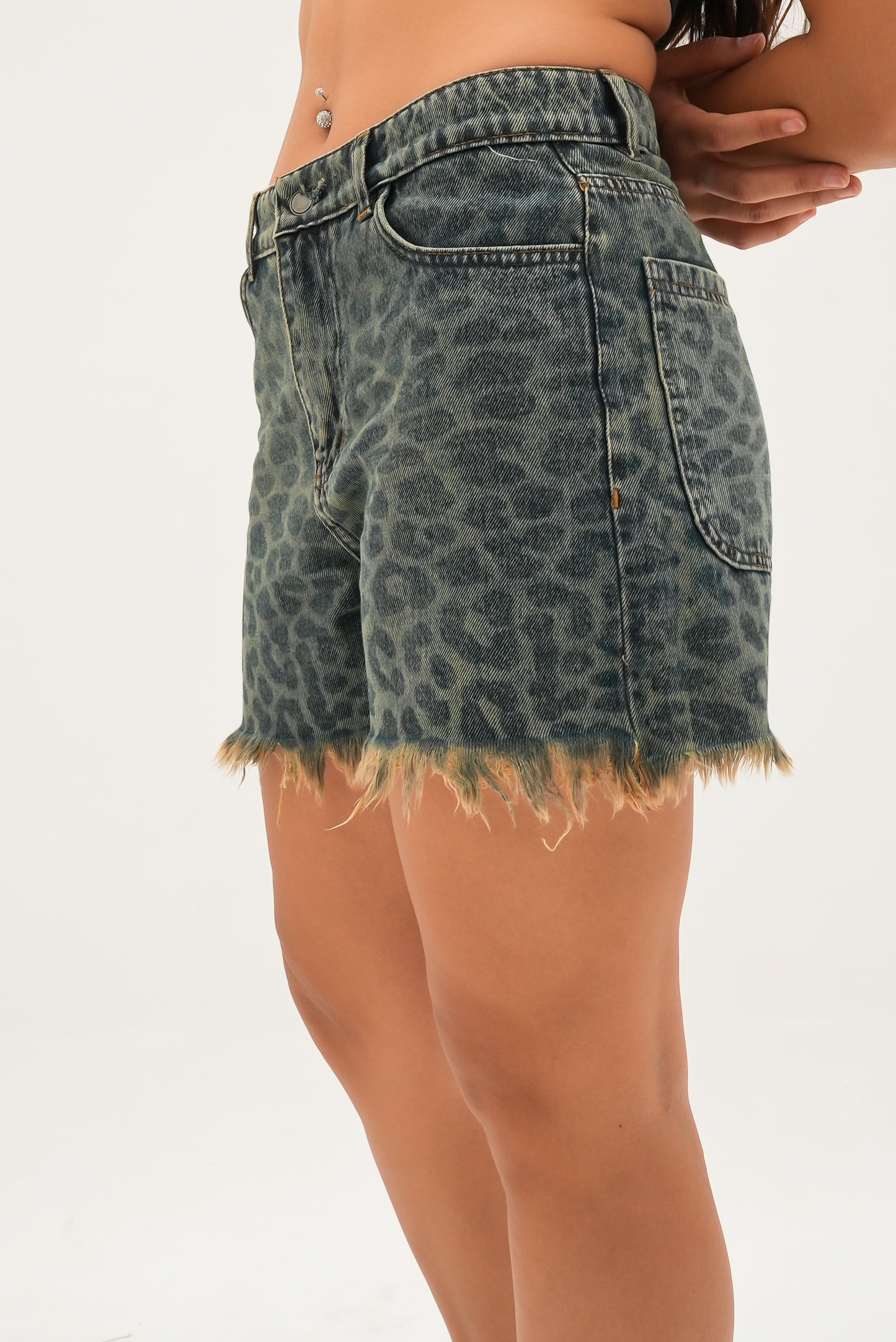 Vintage Leopard Denim Shorts