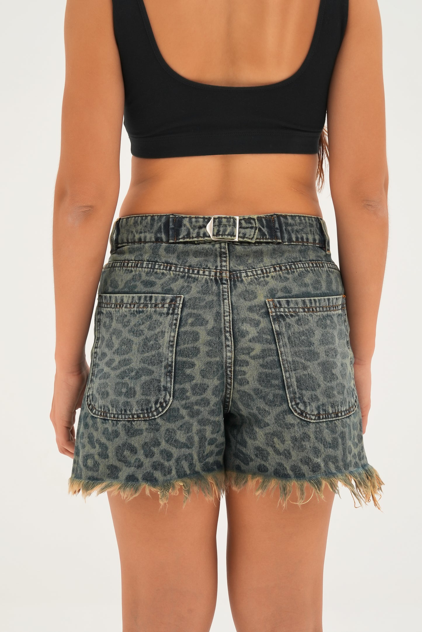 Vintage Leopard Denim Shorts