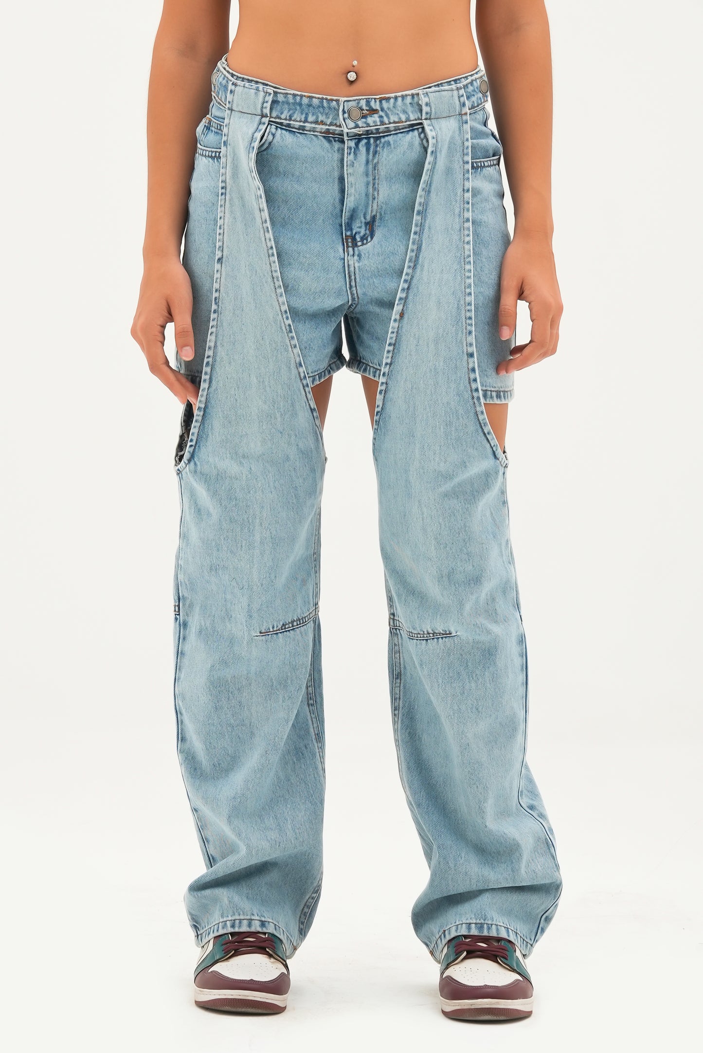 2in1 Detachable Straight Denim