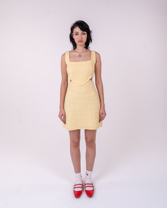 Butter-Yellow Linen Dress