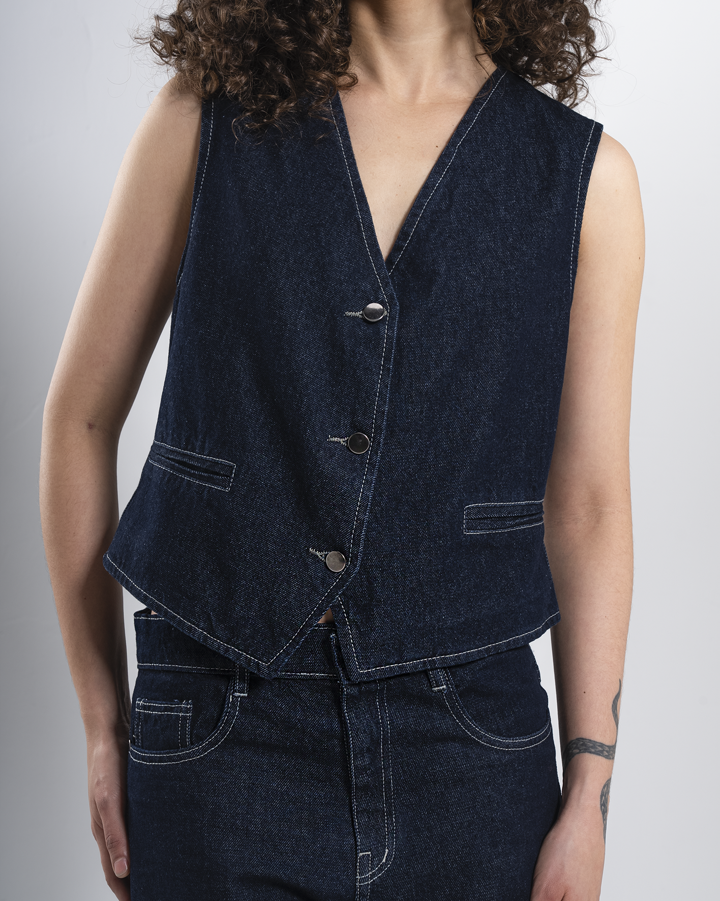 Navy Blue Denim Vest